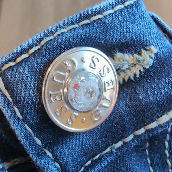 Guess Skinny Jeans Stretch Denim Adjustable  Rhinestone Blue Girls Size 10 - Picture 10 of 13